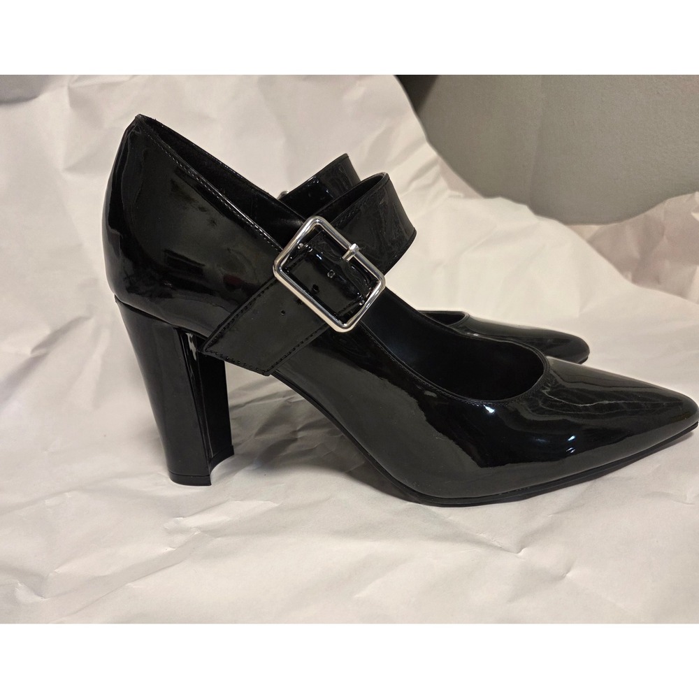 Impo Size 10 Black Patent Mary Jane Pointed Toe Block Heel Pumps Women - Picture 6 of 7